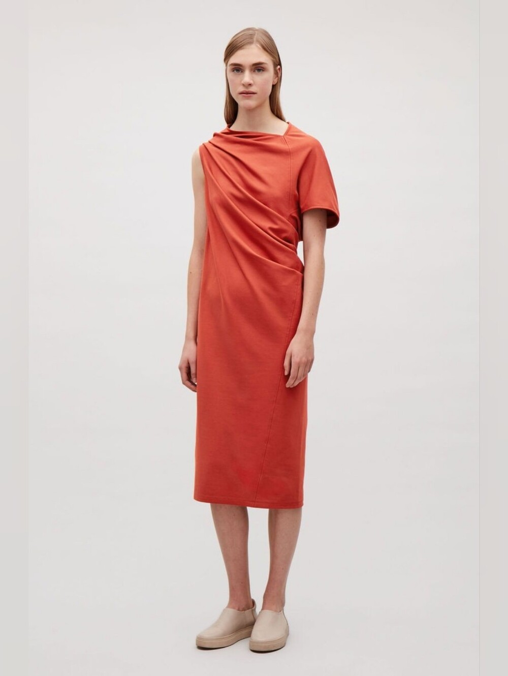 COS Asymmetric Hem Midi Dress Size S